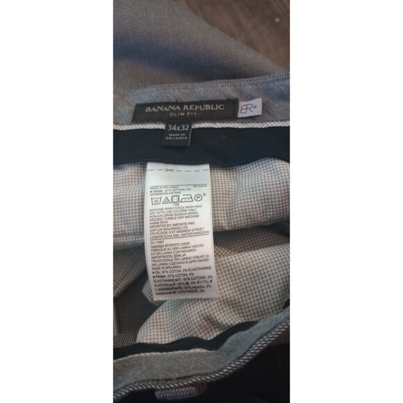 Banana Republic Rapid Movement Gray Micro Pattern Slim Fit Dress Pant Mens 34x32 - Picture 3 of 3